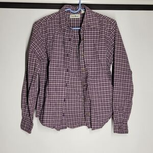 L.L. Bean Purple Plaid Casual Button Down Shirt